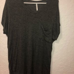 Stretchy gray v neck top
